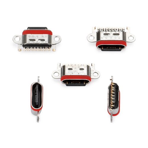 UC.01.31-1W-0007--TYPE-C 16P 防水母座 L=7.05 CH=0.78 沉板1.0 舌片外漏1.40 帶雙耳螺絲孔 端子SMT IP68（13-RENO）_調整大小