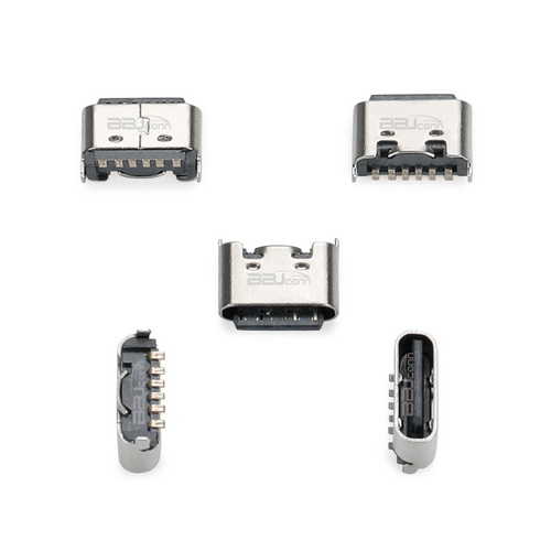 TYPE-C 6PIN　母座立式短體貼板H=5.0--（UC.01.53-1B-0003）_調整大小